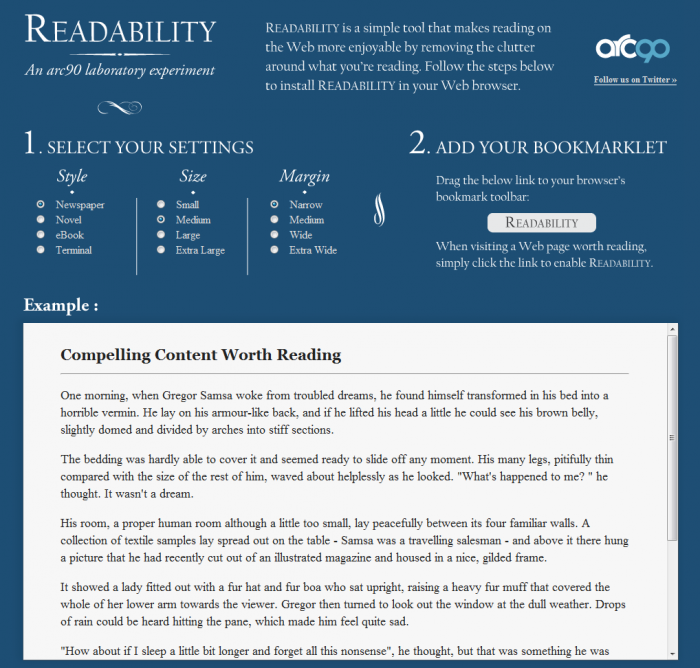 Readability screenshot